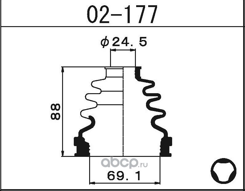 Пыльник ШРУСа внутреннего (d=23.5/D=69.1/H=88) Nissan MARUICHI 02177