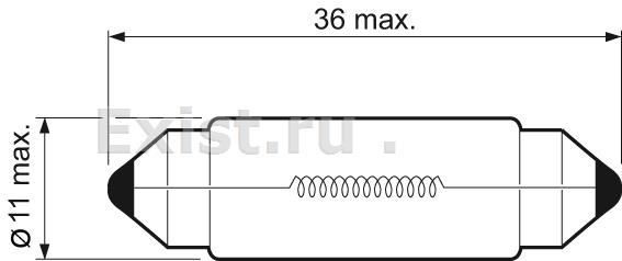 Лампа двухцокольная (C5W) 12V SV8.5-8 L=36 mm (oсвещение салона) VALEO 032217