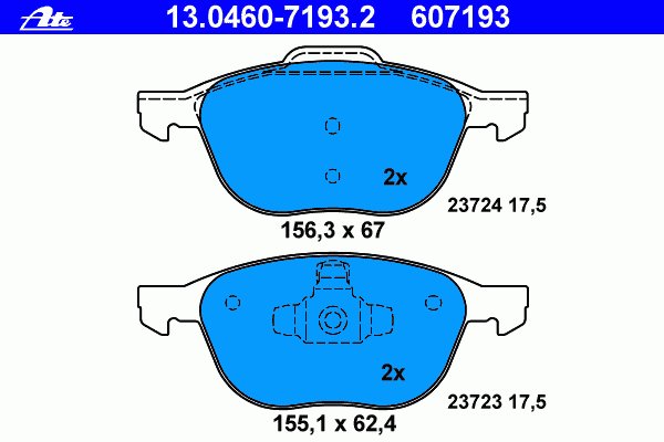 Колодки тормозные передние дисковые к-кт без датчика Focus/Vectra 1.4-3.2 98> ATE 13046071932