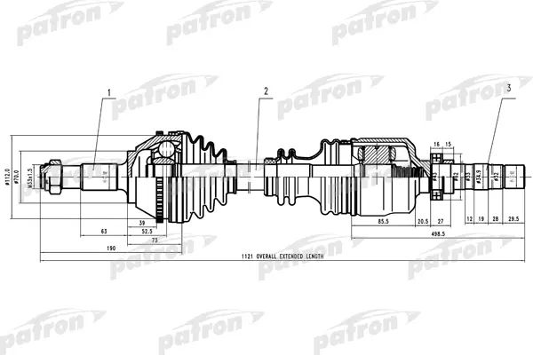 Приводной вал правый 2-валка R16 Ducato/Boxer/Jumper 1.9/2.0/2.8 94-04 PATRON PDS0161