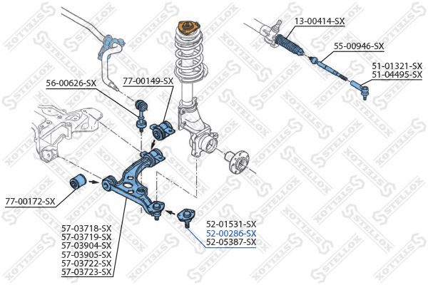 Шаровая опора передней подвески R15 Ducato 244/Rus 02>06/Boxer/Jumper STELLOX 5200286SX