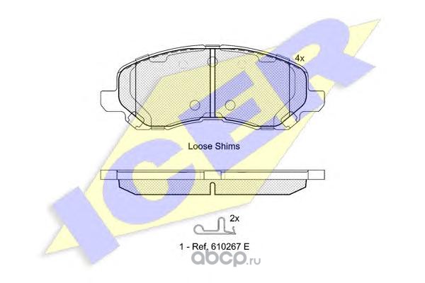 Колодки тормозные передние дисковые Mitsubishi Eclipse 01> ICER 181806