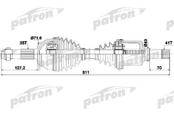 Привод левый (35X816X41X27) R16 Boxer/Jumper/Ducato (250) 06- PATRON PDS0426