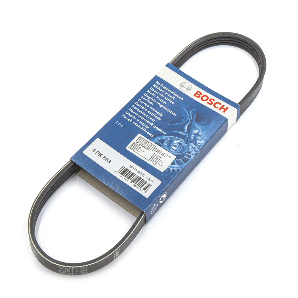 Ремень генератора (4PK668) Chevrolet Aveo 1.2 06>/Daewoo Matiz 0.8-1.0/Punto 1.2 8V 99>/Panda 1.1 91 BOSCH 1987948302