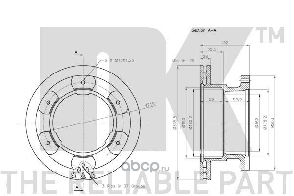Диск тормозной задний (306x25mm) Daily I IV 06-11/V 11-14/VI 14=> NK 202362