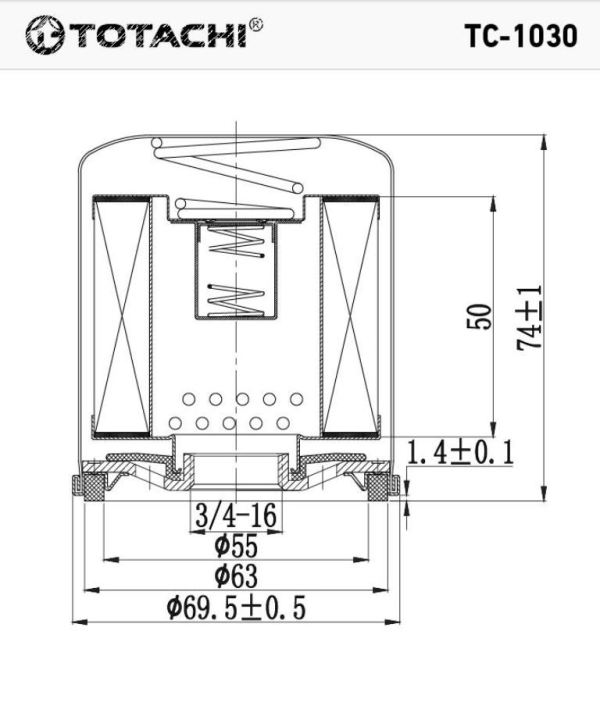 Фильтр масляный Toyota Auris 2007-/Avensis 1997-2000/Camry -2006/Corolla -2009 TOTACHI TC1030