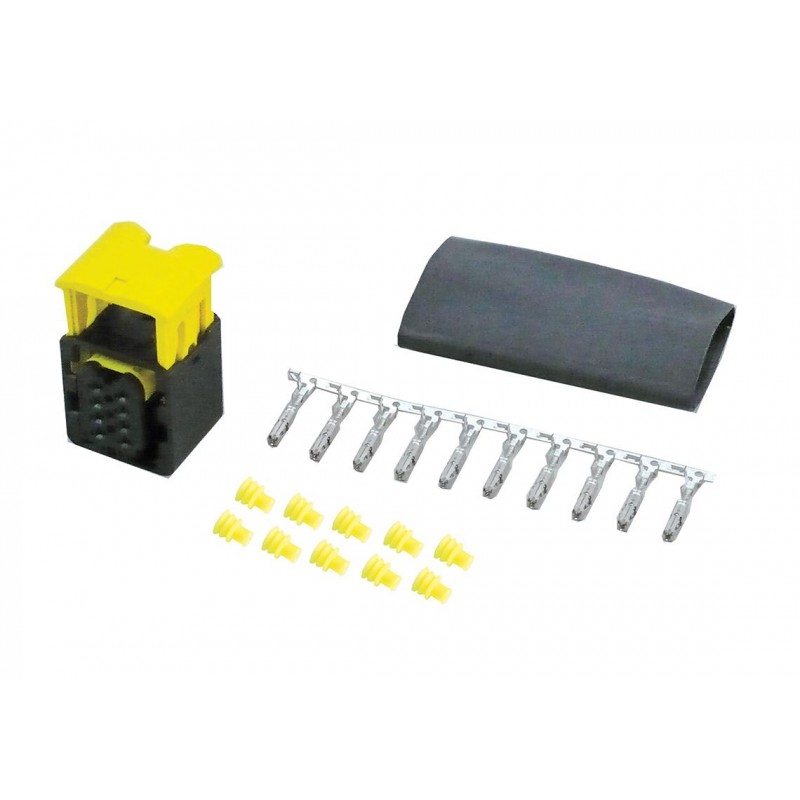 Разъем 8 конт. фонаря заднего ПАЗ рест.прямой (10-pin/8 уплотнений/2 заглушки/резиновый кожух/хомут) TE PARTS 7813878