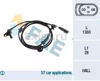 Датчик ABS передний (длина кабеля 1360 мм) Transit 06> FA1 78216