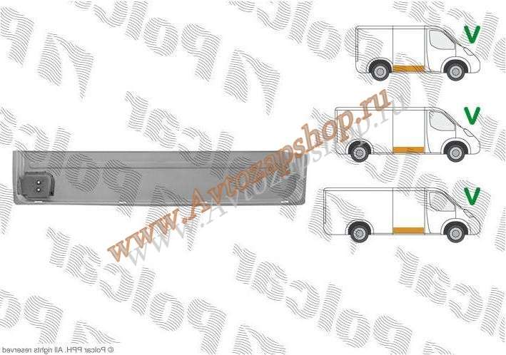 Ремкомплект правой сдвижной двери MB Sprinter W901-W905/LT2 1995–2006 гг. POLCAR 50624023