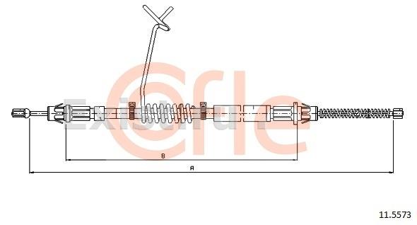 Трос ручного тормоза LH 1608/1315 mm  Transit RWD Cab 00>(односкатные колеса) COFLE 92115573
