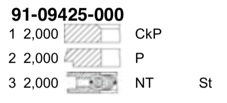 Кольца поршневые  0.50 (на один поршень) Transit 2.2 06- YENMAK 9425050