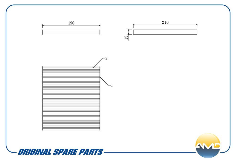 Фильтр салона угольный (210х190х15) Hyundai Solaris 10>/Kia Rio 12> AMD AMDFC167A