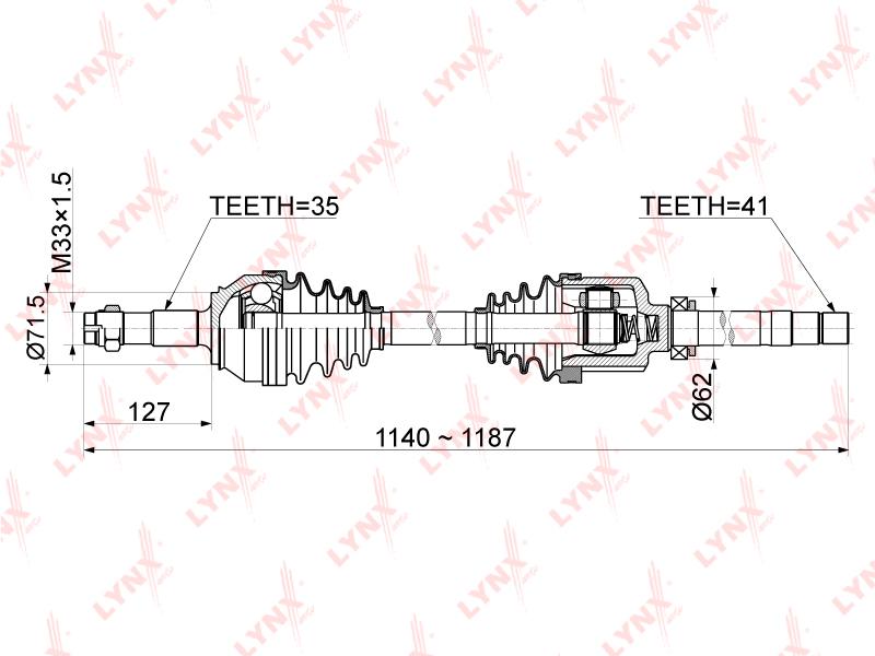 Привод правый R16 (250) Boxer 3 06-/Jumper  3 06-/Ducato  3 06- LYNXAUTO CD1046