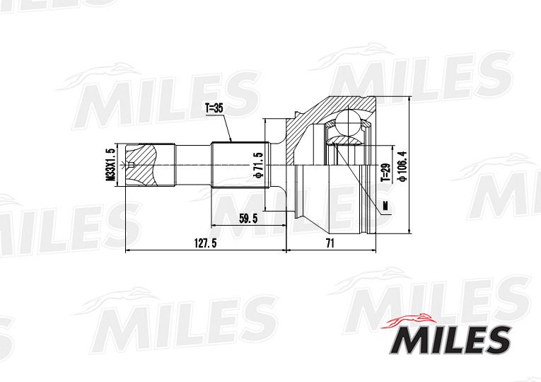 Шрус наружный с АБС R16 (29 зуб) Ducato 244/RUS/250/Boxer/Jumper 2.2 06- MILES GA20072