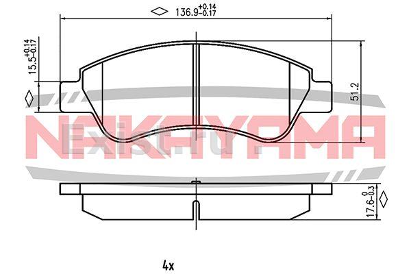 Колодки тормозные задние дисковые R15/R16 Ducato(250)/Boxer/Jumper 06- NAKAYAMA HP8202NY