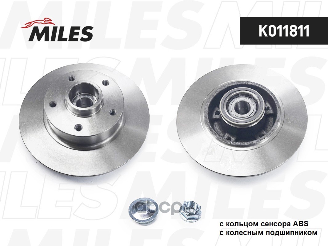 Диск тормозной зад с подш-м,с кольцом АБС Renault Fluence 1.5dCi 10>/1.6 13>/Megane/Scenic III 08- MILES K011681