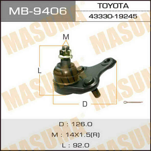 Шаровая опора передняя Toyota Auris/Corolla/RAV4/Verso 06> MASUMA MB9406