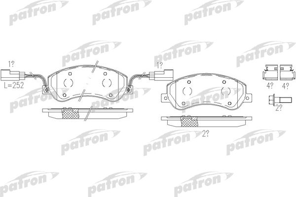 Колодки тормозные передние дисковые c датчиком Transit 2.2/2.4 115/140/155 06- PATRON PBP1928