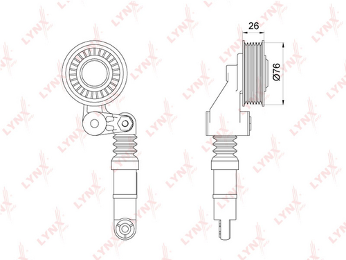 Натяжитель ремня в сборе (ролик с кронштейном) VW Crafter 2.5 (2006>) LYNXAUTO PT3188