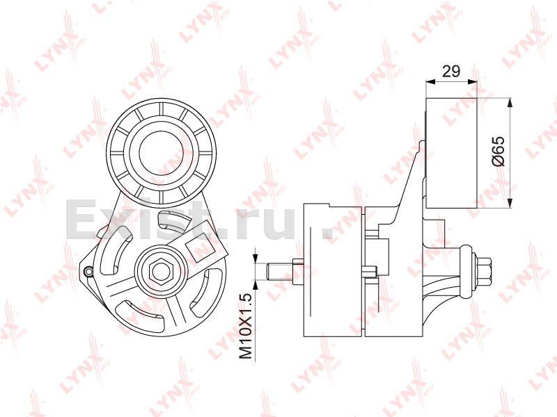Натяжитель приводного ремня в сборе с роликом Transit 115-140л.с 2.4 06 ~ LYNXAUTO PT3255