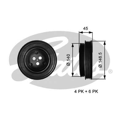 Шкив коленвала Transit 2.2 (переднепривод)/Boxer/Jumper 2.2 06- GATES TVD1138