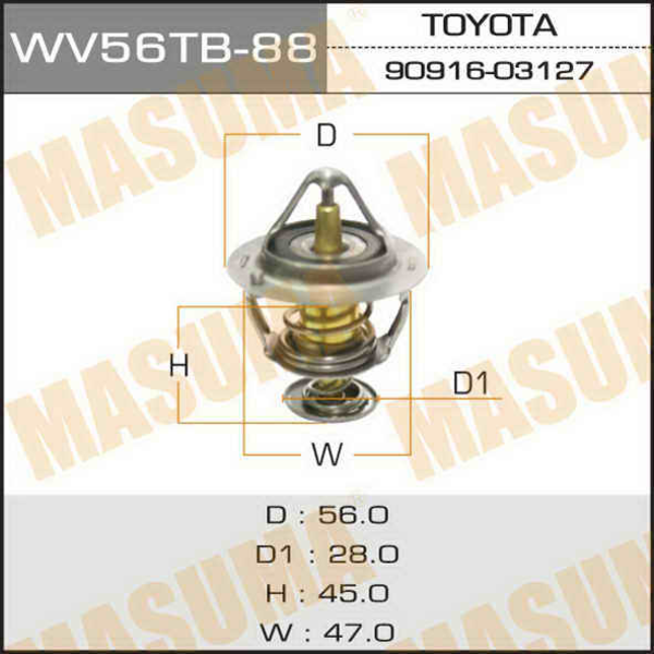 Термостат Mitsubishi Lancer/Carisma / Toyota Avensis/RAV4 1.3-2.0 96-08 MASUMA WV56TB88